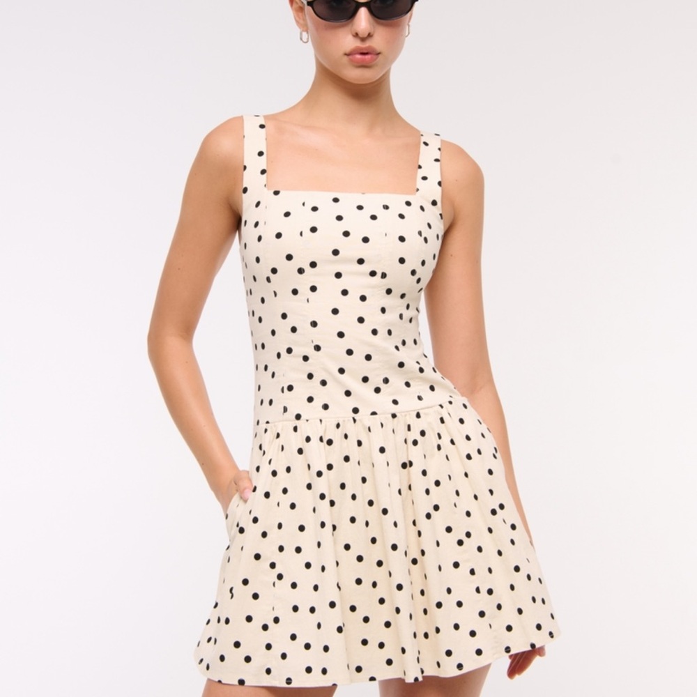 Abercrombie & Fitch Cream Polka Dot Mini Dress